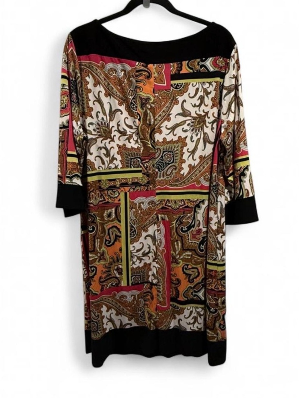 Emma & Michele Multicolor Paisley Midi Dress with Black Trim - Picture 6 of 6